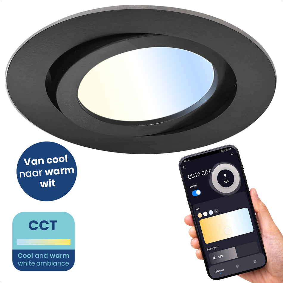 Gologi Slimme Inbouwspot - Gu10 CCT LED Lamp - Zwart