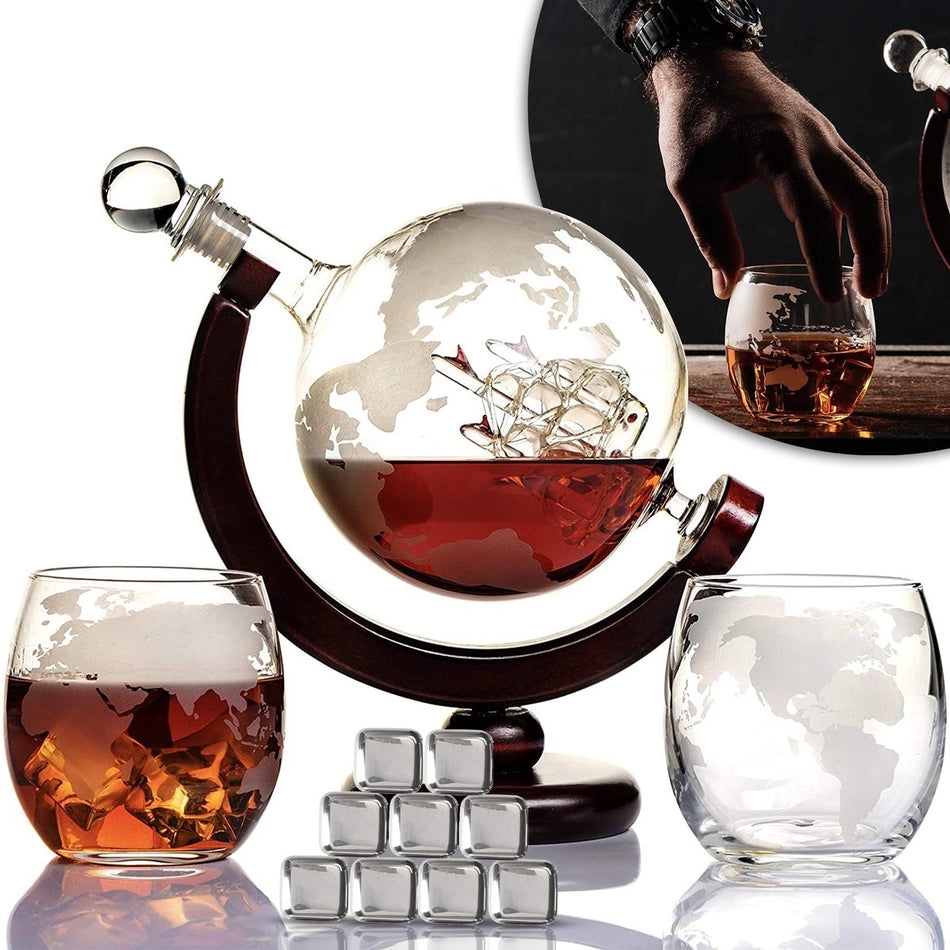 Whiskey Karaf -  Incl. 9 Whiskey Stones & 2 Whiskey Glazen