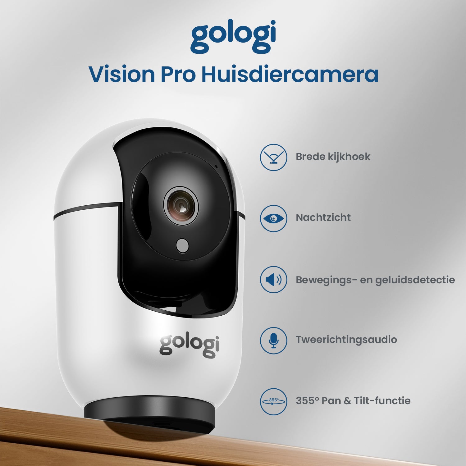 Gologi Huisdiercamera met App en wifi - Wit