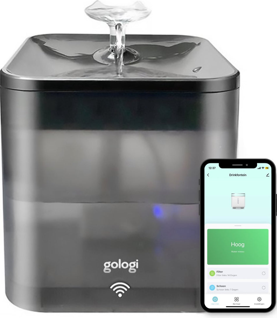 Gologi drinkfontein kat/hond - 2,2L - Zwart