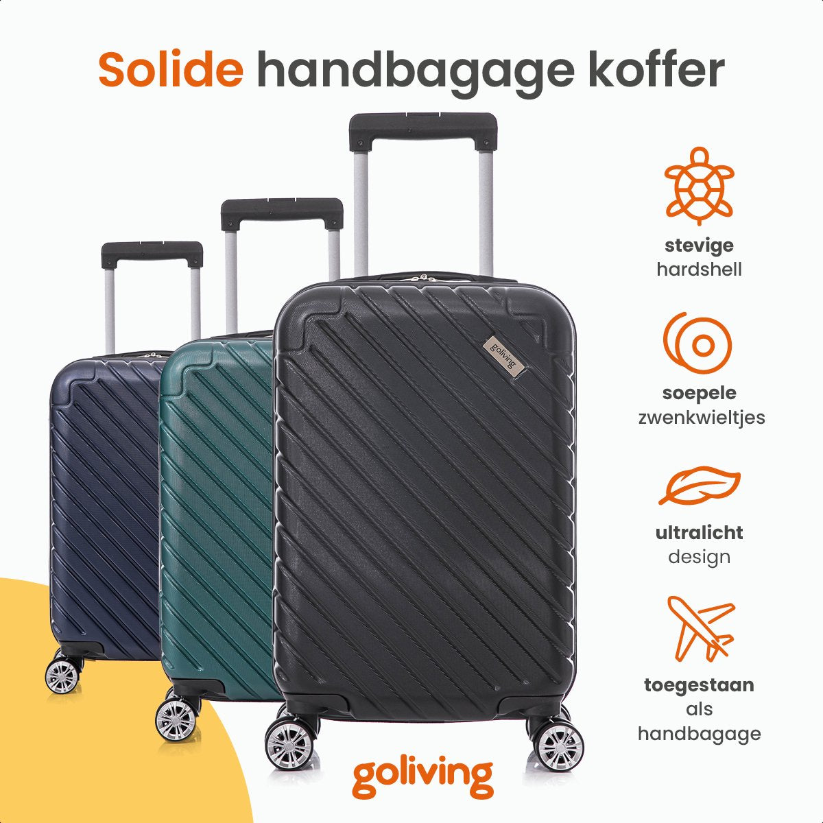 Goliving Handbagage Koffer  - 53x35x23 - Groen