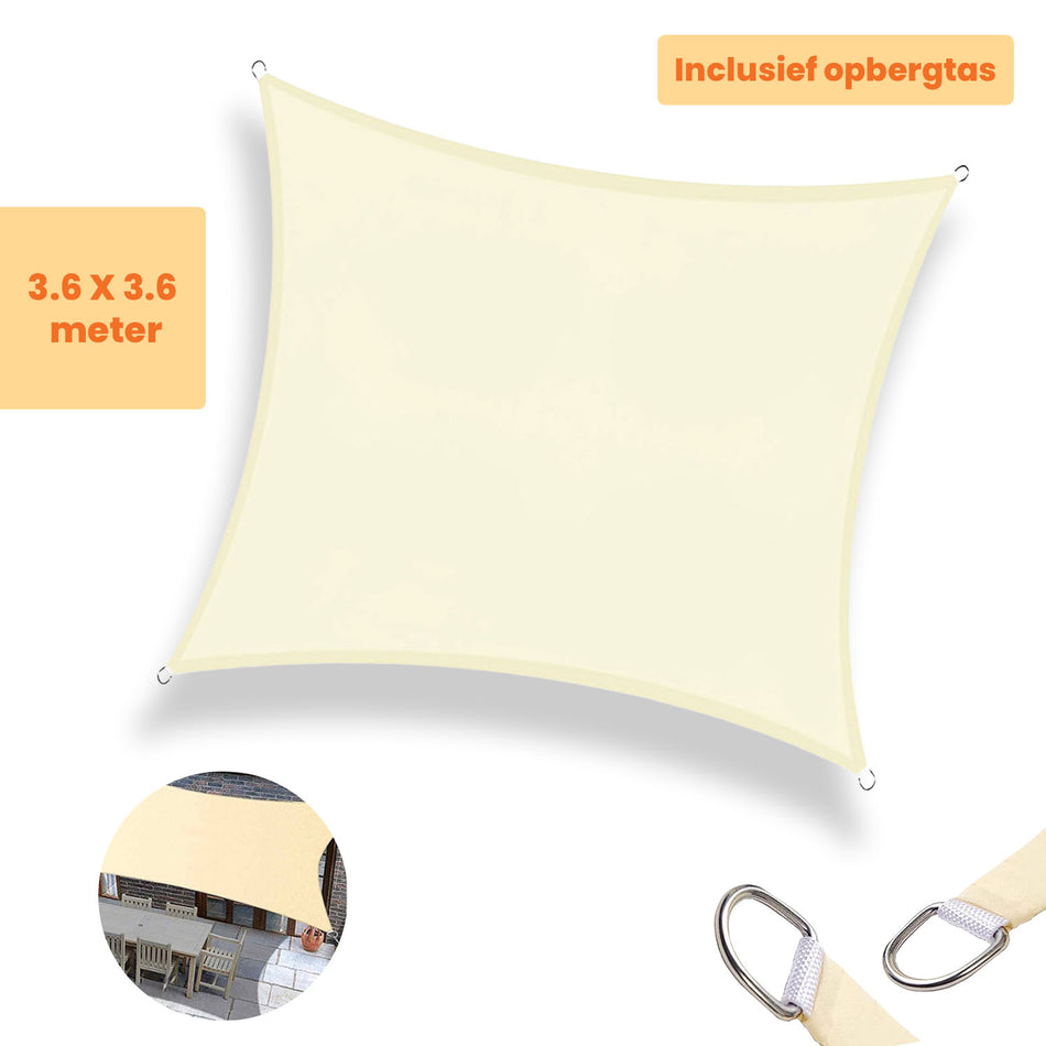 Goliving Schaduwdoek - 3.6 x 3.6 meter - Creme wit