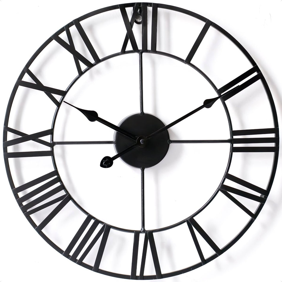 Wandklok Industrieel - Stil uurwerk - Moderne wandklok - Metaal - 40 cm - Zwart