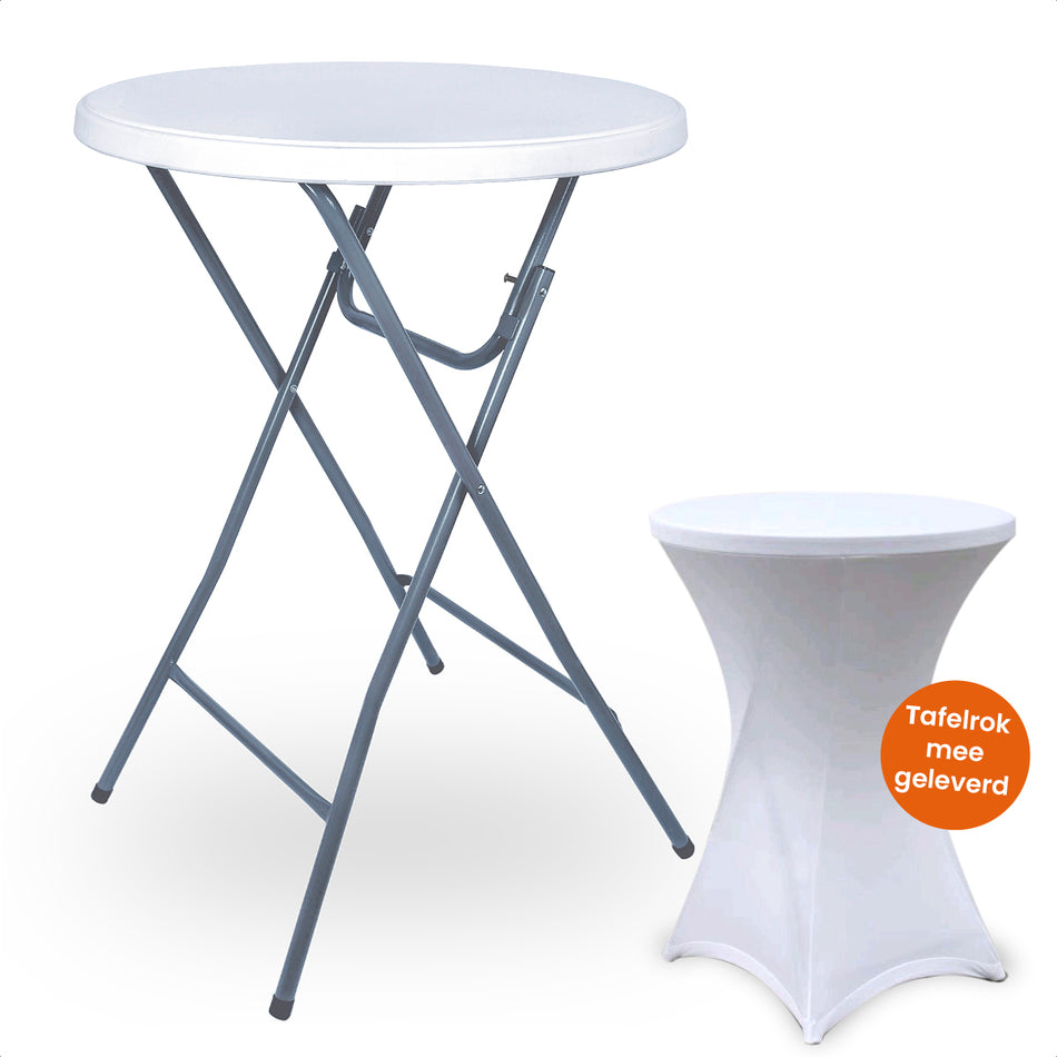 Goliving Statafel – Inclusief Statafelhoes - Ø80 x 110 cm - Wit