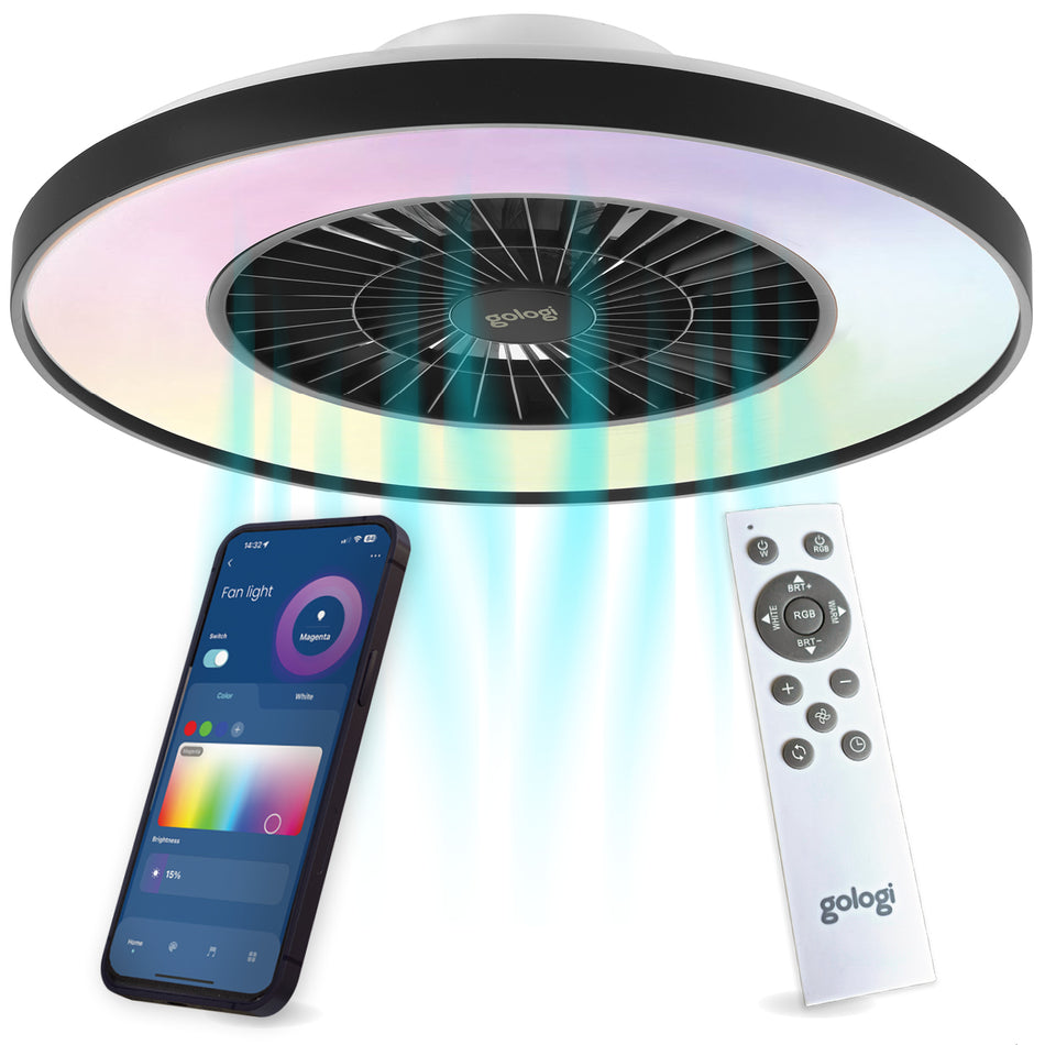 Gologi Plafondventilator met Verlichting - Ø60 cm - Zwart
