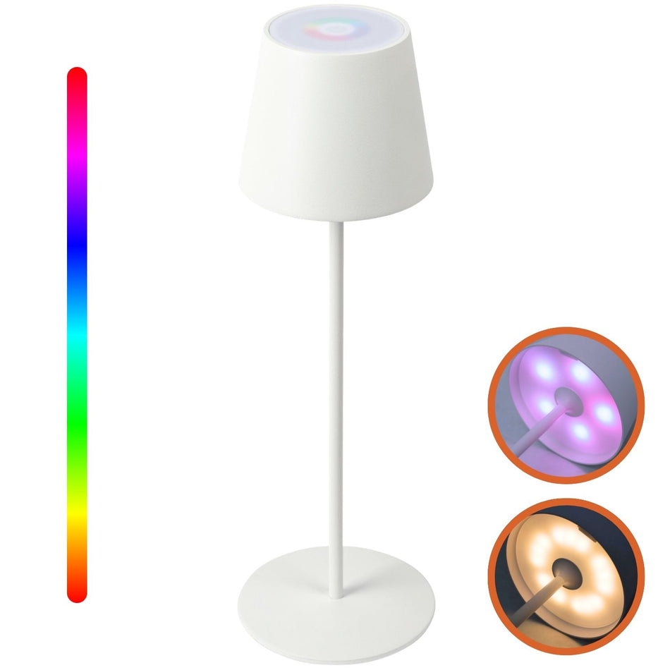 Goliving Chroma Tafellamp Oplaadbaar – Draadloos en Dimbaar – Touch Lamp – Nachtlamp Slaapkamer & Woonkamer – RGBW – 37,5 cm – Wit