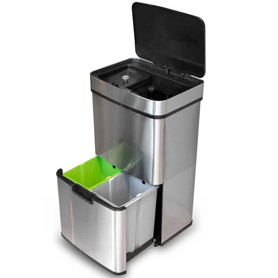 Goliving Automatische Prullenbak Afvalscheiding 64 Liter - Zilver