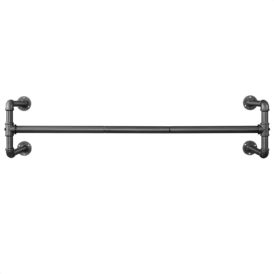 Goliving Kledingstang - Garderobestang - Kledingstangen voor aan de muur - Ruimtebesparend - Sterk - Industriële Kledingroede - 112 cm - 1 stuk - Zwart