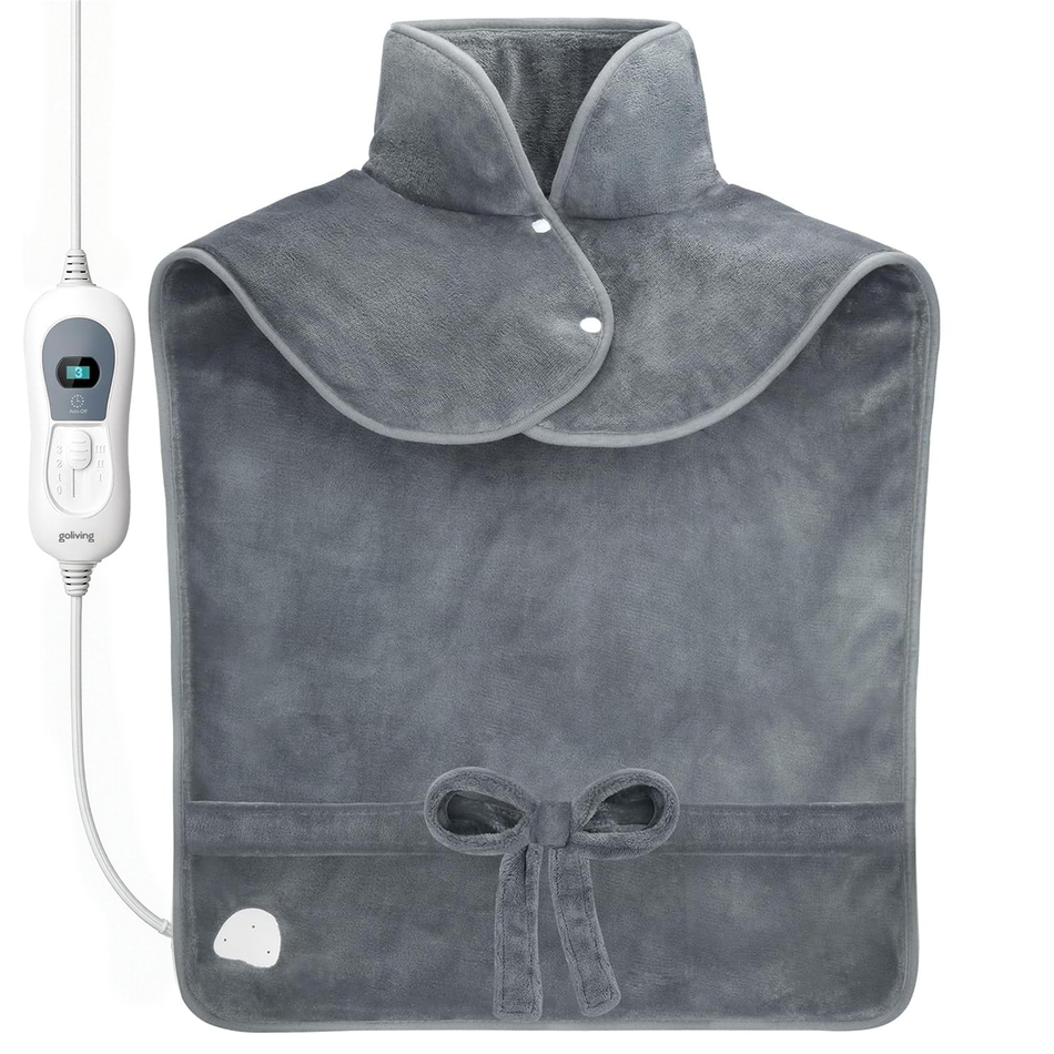 Goliving Elektrische Deken Voor Rug en Nek - 100 Watt - 60 x 90 cm - Grijs