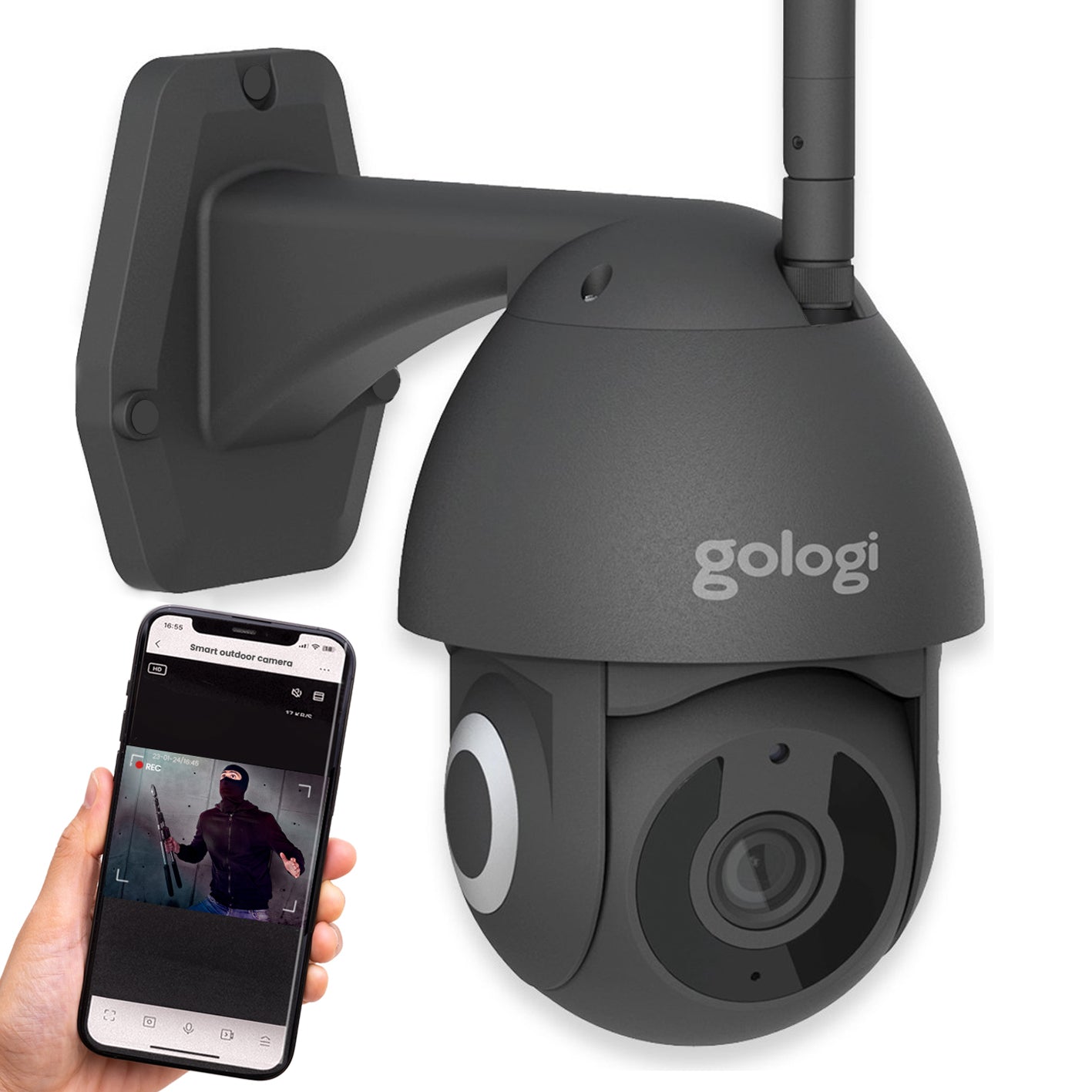 Gologi Superior Outdoorcamera - 3MP - Met wifi en app - Zwart