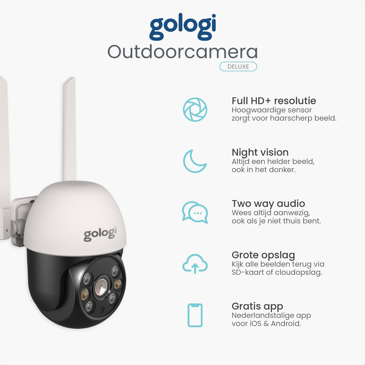 Gologi outdoor camera - 3MP - Met wifi en app