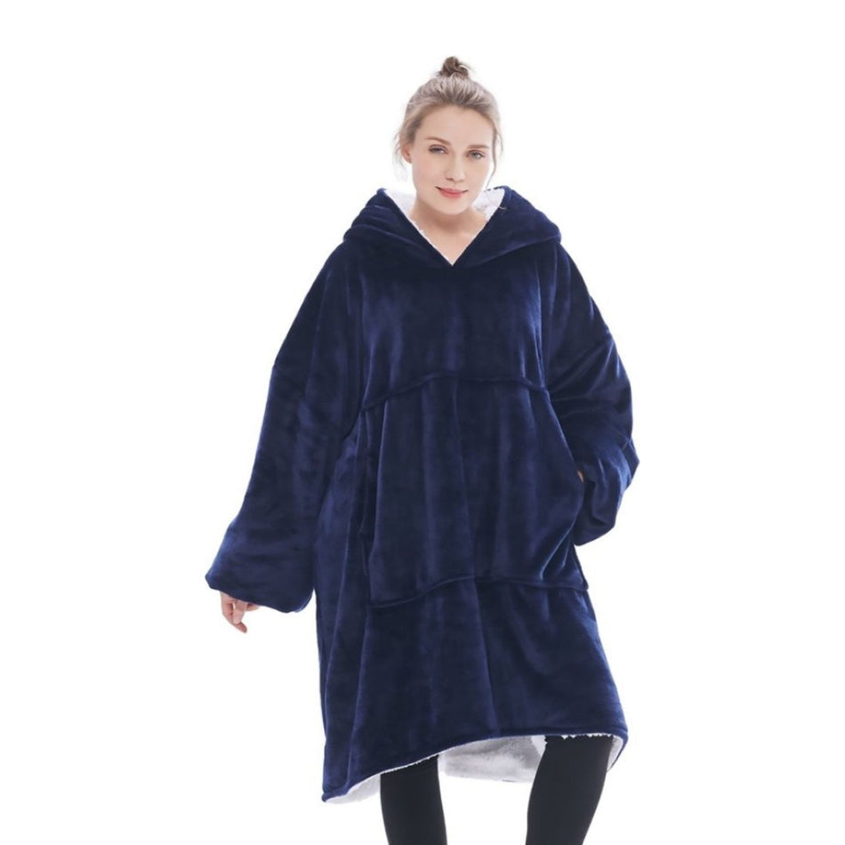 Goliving fleece deken met mouwen - Blauw