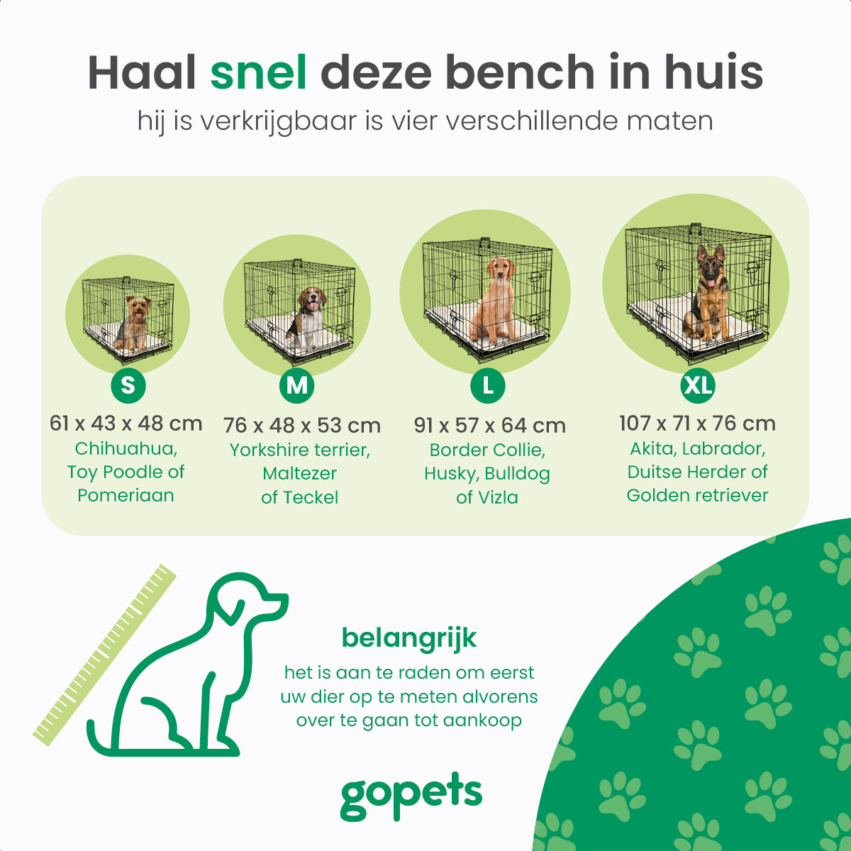 Gopets Hondenbench Opvouwbaar L - 91 x 57 x 64 cm